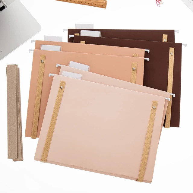 Alt view image 7 of 7 - 6 Pack Extra Capacity Hanging File Folders with Handle Letter Size Accordion Decorative Reinforced File Folder Cute Colored Expandable Portable Folder with 1/5-Cut Adjustable Tabs, Coco Mocha