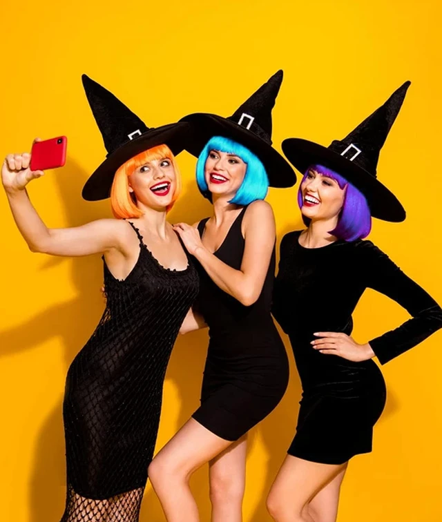 Alt view image 5 of 7 - 4 Pieces Colorful Wigs,Cosplay Wigs 12 Straight with Flat Bangs,Neon Colored Wig for Women Girl Party Favors Bachelorette Party Night Club Come with Extra Wig Cap (Sunglasses)