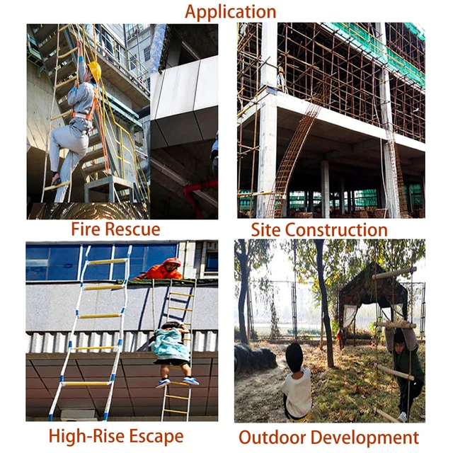 Alt view image 3 of 7 - 16ft Emergency Fire Escape Rope Ladder 2 Story Flame Resistant Emergency Fire Safety Evacuation Ladder Fast to Deploy Sturdy and Strong Portable and Reusable.