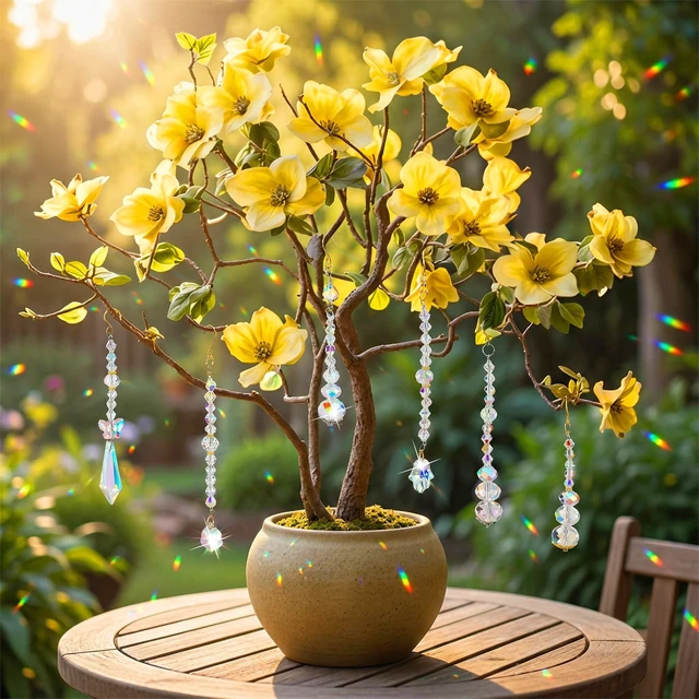 Alt view image 6 of 6 - 6 Pcs Crystal Suncatchers Plant Decorations Charms Hanging Prisms for Window Indoor Garden Plant Pot Holder Hanger Tree Vine Home Chandeliers Outdoors(Classic)