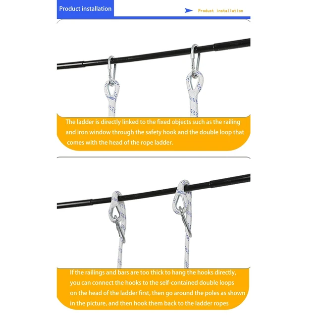 Alt view image 5 of 7 - 16ft Emergency Fire Escape Rope Ladder 2 Story Flame Resistant Emergency Fire Safety Evacuation Ladder Fast to Deploy Sturdy and Strong Portable and Reusable.