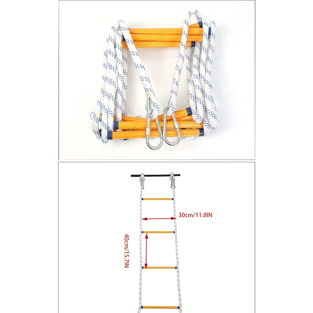 Alt view image 6 of 7 - 16ft Emergency Fire Escape Rope Ladder 2 Story Flame Resistant Emergency Fire Safety Evacuation Ladder Fast to Deploy Sturdy and Strong Portable and Reusable.