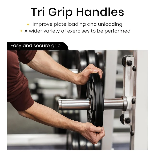 Alt view image 4 of 7 - 2-Inch Olympic Rubber Grip Weight Plates, Cast Iron, 2.5-45 LB
Solid Iron Core, Rubber Coating, 3 Grip Holes, Barbell Plates in Single/Pair/Set, Home Gym Strength Training, 1-Year Warranty