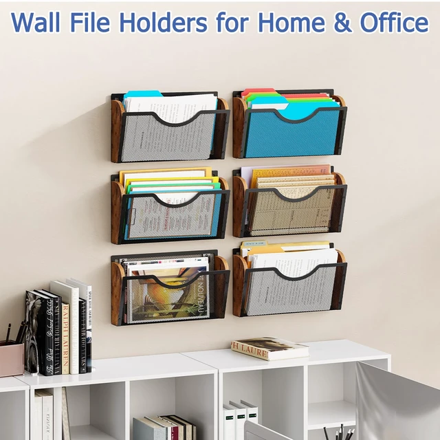 Alt view image 5 of 7 - 3 Pack Wall File Organizer, Metal Mesh Hanging File Folder Holder for Letter/A4 Size Folders, Wall Mounted File Holder, Mail Organizer for Office Home Classroom Paper, Document Organization