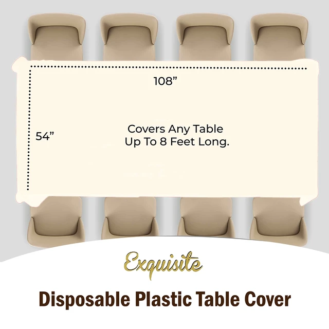 Alt view image 4 of 7 - Ivory Plastic Table Cloth Disposable 12 Pack, 54 x 108 Inch
Disposable, waterproof table cover for parties, birthdays, weddings, graduations, picnics and BBQs; fits 6-8 ft tables