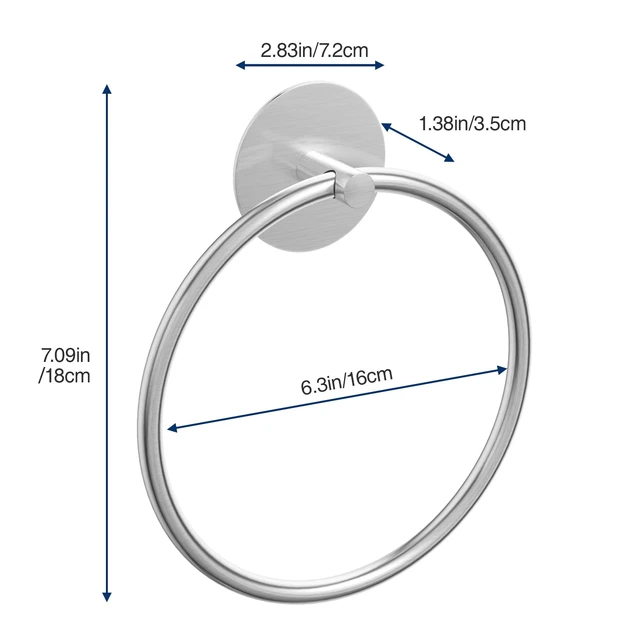 Alt view image 5 of 7 - Brushed Bathroom Towel Ring - SUS304 Stainless Steel Bathroom Towel Rack, Susswiff Adhesive Wall Mounted Hand Towels Holder, Towel Hanger for Bathroom Organizer, Kitchen Storage