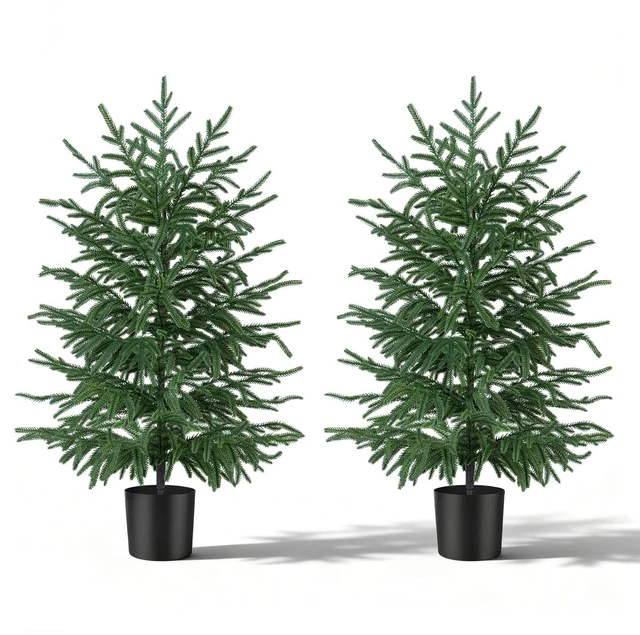 Main image of 3FT Artificial Norfolk Pine Tree, 2pcs Faux Potted Plants
Artificial Christmas Tree with Pot, Low-Maintenance, Fake Bushes for Front Porch Christmas Indoor Outdoor Decor