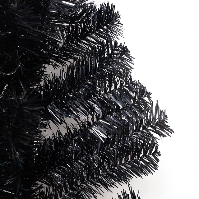 Alt view image 4 of 7 - Lighted Artificial Halloween Black Christmas Tree, 4FT Black Tinsel Pine Tree with 70 LED Purple Lights, 8 Modes & Timer for Home Party Decorations