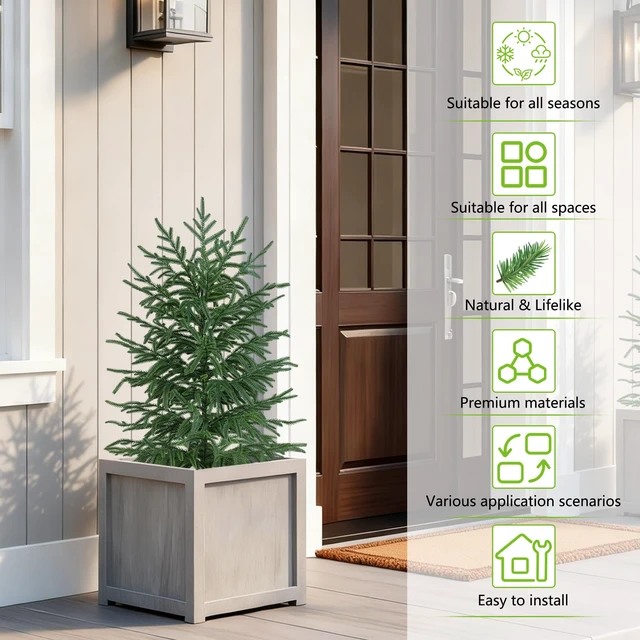 Alt view image 3 of 7 - 3FT Artificial Norfolk Pine Tree, 2pcs Faux Potted Plants
Artificial Christmas Tree with Pot, Low-Maintenance, Fake Bushes for Front Porch Christmas Indoor Outdoor Decor
