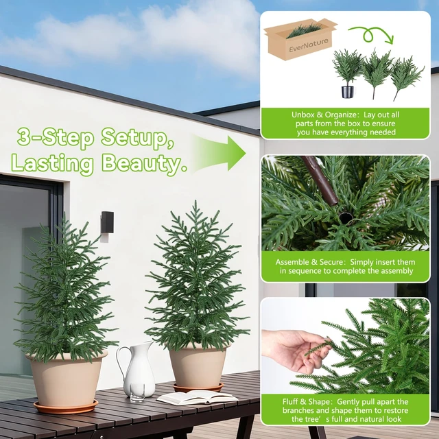 Alt view image 4 of 7 - 3FT Artificial Norfolk Pine Tree, 2pcs Faux Potted Plants
Artificial Christmas Tree with Pot, Low-Maintenance, Fake Bushes for Front Porch Christmas Indoor Outdoor Decor