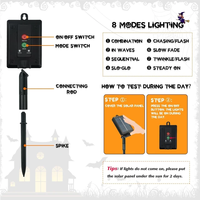 Alt view image 4 of 7 - 12 Pack Solar Pumpkin Lights Outdoor Waterproof for Halloween Decorations
8 Modes Halloween Pathway Solar Lights, Orange Purple and Green, for Yard Garden Patio Holiday Party Decor