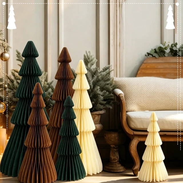 Alt view image 3 of 7 - 6 Pcs Large Honeycomb Paper Christmas Trees, 3/2.5/2ft,Classic
6 Sizes Foldable 3D Honeycomb Decoration Set, with Magnet, for Mantel, Office, Home Xmas Winter Holiday Party Decor