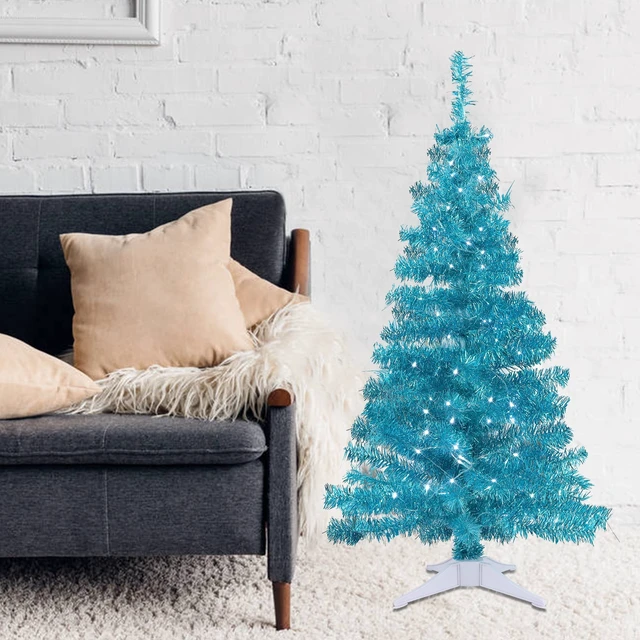 Alt view image 5 of 7 - 4 FT Lighted Artificial Christmas Tree, Pre-lit Green Tinsel Pine Spruce Tree, Light up with 70 White LED Lights Battery Powered, 8 Modes & Timer for Xmas Holiday Winter Home Party Decor