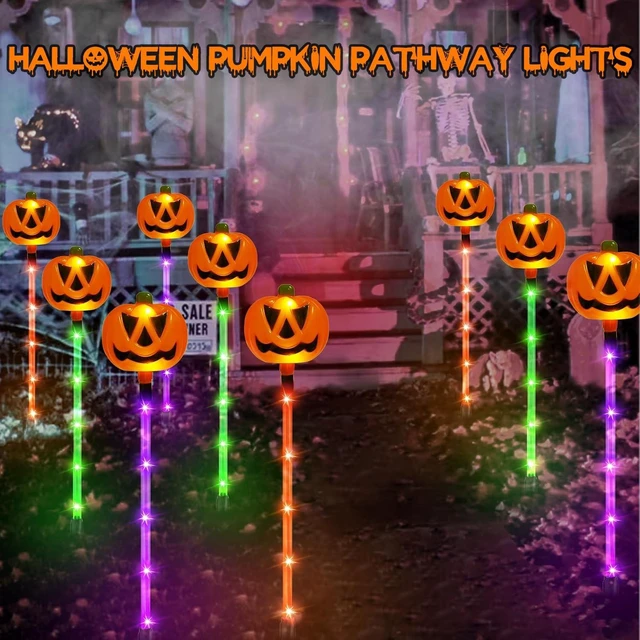 Alt view image 6 of 7 - 12 Pack Solar Pumpkin Lights Outdoor Waterproof for Halloween Decorations
8 Modes Halloween Pathway Solar Lights, Orange Purple and Green, for Yard Garden Patio Holiday Party Decor