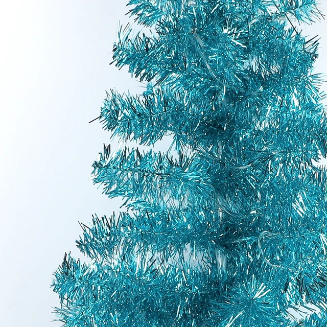 Alt view image 7 of 7 - 4 FT Lighted Artificial Christmas Tree, Pre-lit Green Tinsel Pine Spruce Tree, Light up with 70 White LED Lights Battery Powered, 8 Modes & Timer for Xmas Holiday Winter Home Party Decor