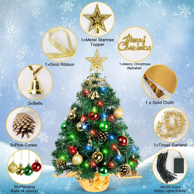 Alt view image 2 of 7 - mall Christmas Tree with Lights,22 in Mini Tabletop Tree Desk Decor
Little Christmas Tree With 30 Led Multicolor String Lights,with Pine Cones Ornaments,For Holiday Indoor DIY Xmas Decorations