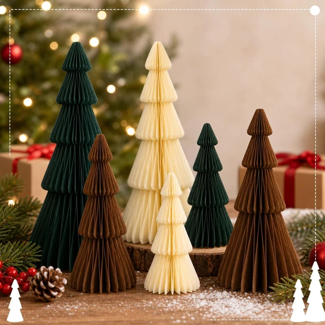 Alt view image 5 of 7 - 6 Pcs Large Honeycomb Paper Christmas Trees, 3/2.5/2ft,Classic
6 Sizes Foldable 3D Honeycomb Decoration Set, with Magnet, for Mantel, Office, Home Xmas Winter Holiday Party Decor