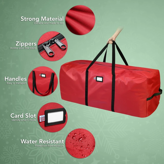 Alt view image 4 of 7 - Cheer Christmas Tree Storage Bag Waterproof 9ft Red
Heavy Duty Fabric, Waterproof Design, Durable Handles, Zipper Closure, Fits Up to 9ft Artificial Christmas Tree