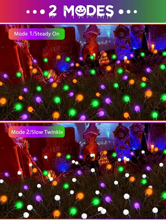 Alt view image 4 of 7 - Solar Lights Outdoor, 6 Pack Firefly Lights Halloween Decorations
Orange Green and Purple, 2 Lighting Modes, Sway by Wind, Waterproof Solar Pathway Lights for Garden Yard Lawn Horror
