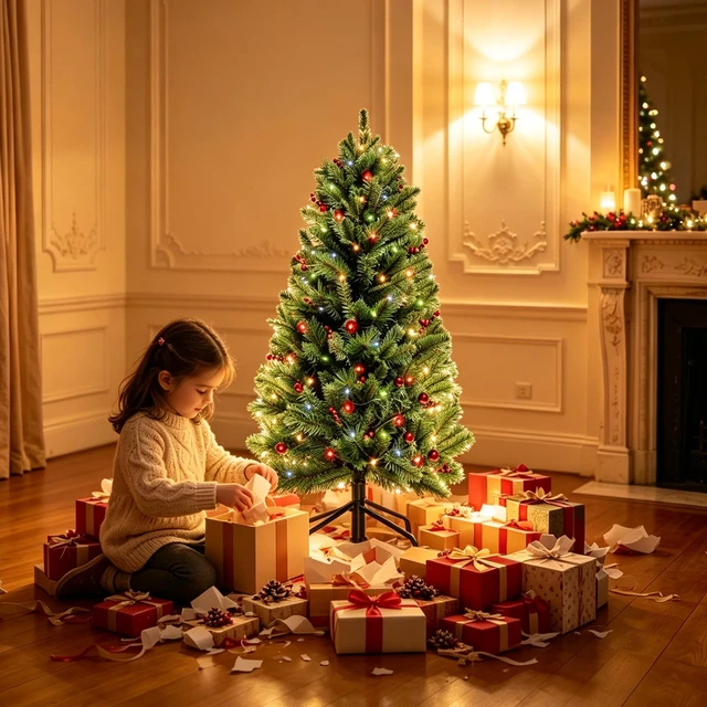 Alt view image 4 of 6 - 4FT Artificial Christmas Trees, Small Pre-Lit Artificial Christmas Tree
Lighted christmas tree,Premium Spruce Xmas Tree with 4-Prong Metal Base