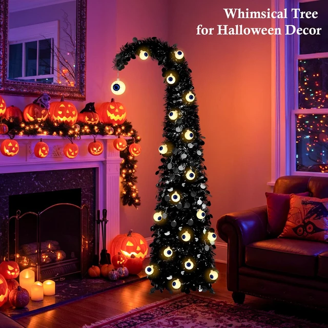 Alt view image 2 of 6 - Black Halloween Tree with Eyeball String Lights for Christmas Decorations
5FT Whimsical Curved Pop Up Tree with 30 Warm White Eyeball Lights 6H Timer Foldable Design for Apartment Porch XMAS Decor
Vis