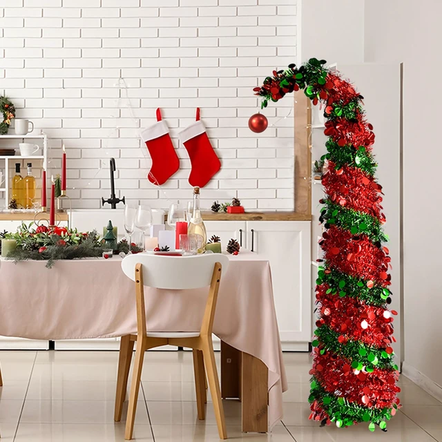 Alt view image 5 of 6 - 5ft Whimsical Christmas Tree with 50 LED Lights for Christmas Decorations
Pop-Up Curved Tinsel Pencil Tree, Red Ball, Foldable Twinkle Christmas Tree for Apartment Fireplace Porch Corner Xmas Decor