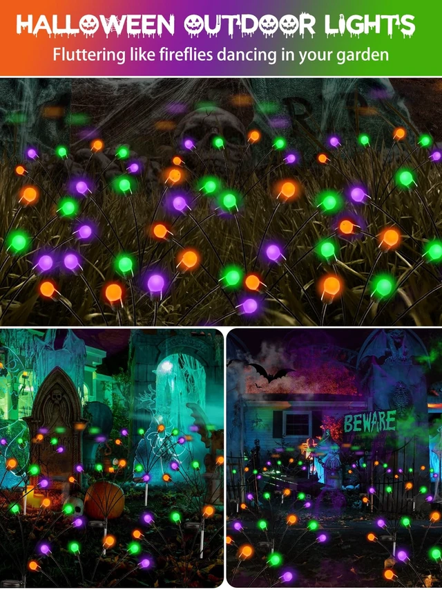 Alt view image 5 of 7 - Solar Lights Outdoor, 6 Pack Firefly Lights Halloween Decorations
Orange Green and Purple, 2 Lighting Modes, Sway by Wind, Waterproof Solar Pathway Lights for Garden Yard Lawn Horror