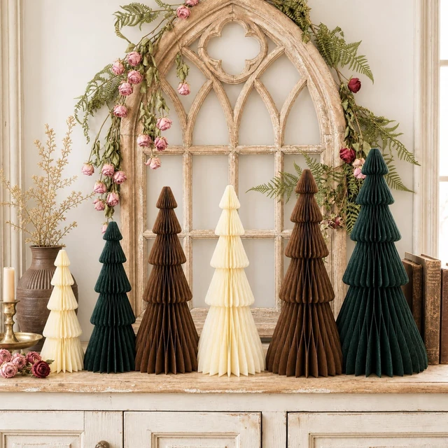 Alt view image 6 of 7 - 6 Pcs Large Honeycomb Paper Christmas Trees, 3/2.5/2ft,Classic
6 Sizes Foldable 3D Honeycomb Decoration Set, with Magnet, for Mantel, Office, Home Xmas Winter Holiday Party Decor