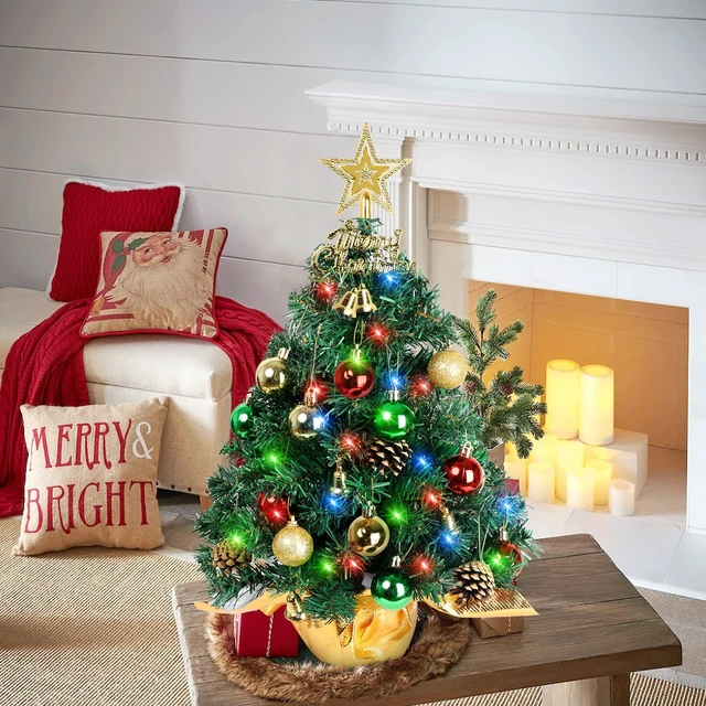 Alt view image 4 of 7 - mall Christmas Tree with Lights,22 in Mini Tabletop Tree Desk Decor
Little Christmas Tree With 30 Led Multicolor String Lights,with Pine Cones Ornaments,For Holiday Indoor DIY Xmas Decorations