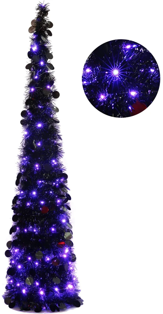 Main image of 5FT Halloween Tree Pop Up Pencil Tree with 100 Lights Black