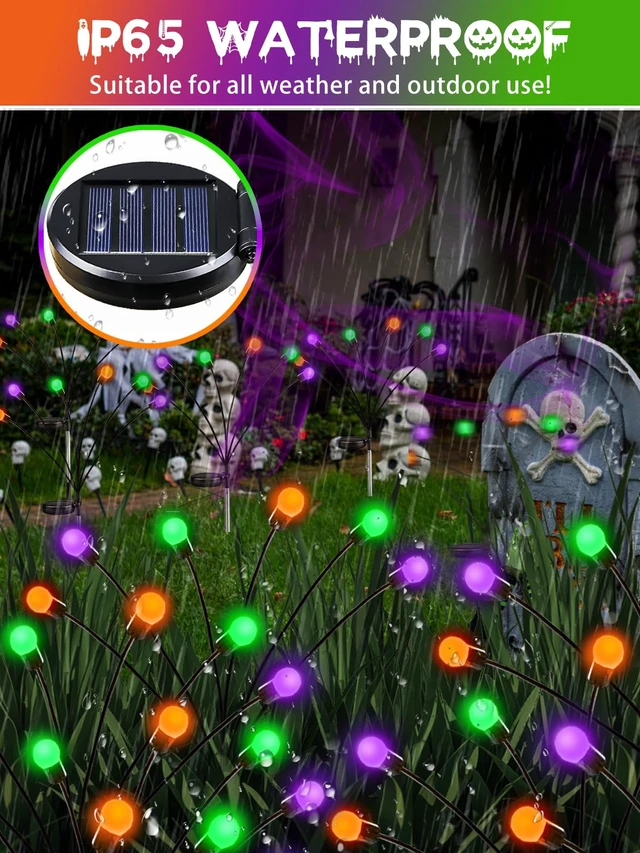 Alt view image 6 of 7 - Solar Lights Outdoor, 6 Pack Firefly Lights Halloween Decorations
Orange Green and Purple, 2 Lighting Modes, Sway by Wind, Waterproof Solar Pathway Lights for Garden Yard Lawn Horror