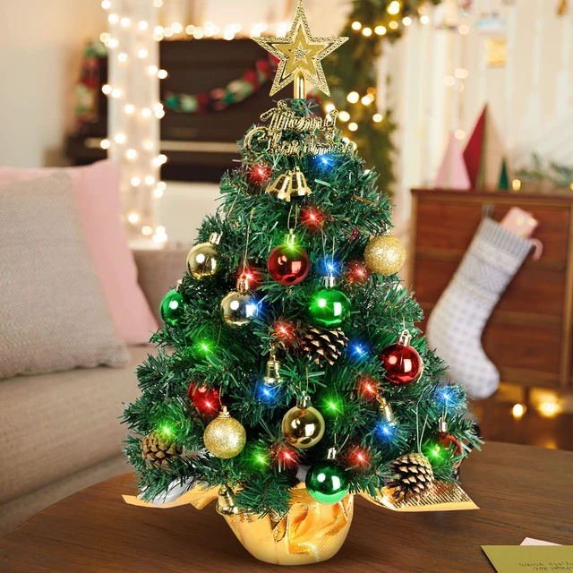 Alt view image 5 of 7 - mall Christmas Tree with Lights,22 in Mini Tabletop Tree Desk Decor
Little Christmas Tree With 30 Led Multicolor String Lights,with Pine Cones Ornaments,For Holiday Indoor DIY Xmas Decorations