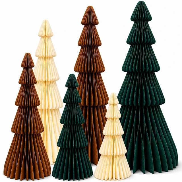 Alt view image 7 of 7 - 6 Pcs Large Honeycomb Paper Christmas Trees, 3/2.5/2ft,Classic
6 Sizes Foldable 3D Honeycomb Decoration Set, with Magnet, for Mantel, Office, Home Xmas Winter Holiday Party Decor