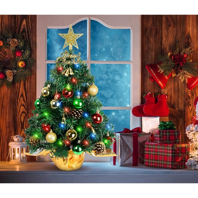 Alt view image 6 of 7 - mall Christmas Tree with Lights,22 in Mini Tabletop Tree Desk Decor
Little Christmas Tree With 30 Led Multicolor String Lights,with Pine Cones Ornaments,For Holiday Indoor DIY Xmas Decorations
