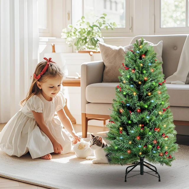 Alt view image 6 of 6 - 4FT Artificial Christmas Trees, Small Pre-Lit Artificial Christmas Tree
Lighted christmas tree,Premium Spruce Xmas Tree with 4-Prong Metal Base