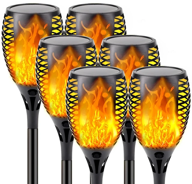 Main image of Solar Torch Lights with Flickering Flame Larger Size Halloween Decorations
6 Pack Upgraded Halloween Solar Lights Outdoor, Waterproof Solar Flame Lights for Garden Patio Pathway Yard Halloween Decor
