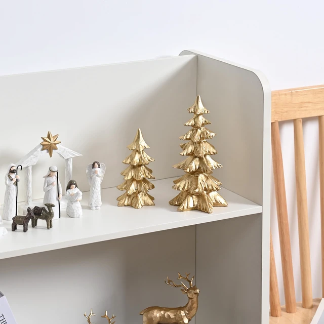 Alt view image 7 of 7 - Gold Christmas Tree Figurines,Small Resin Christmas Tabletop Trees
Set of 2 Decorative Xmas Trees for Christmas Decorations Indoor Mantle Centerpieces, Holiday Home Office Decor