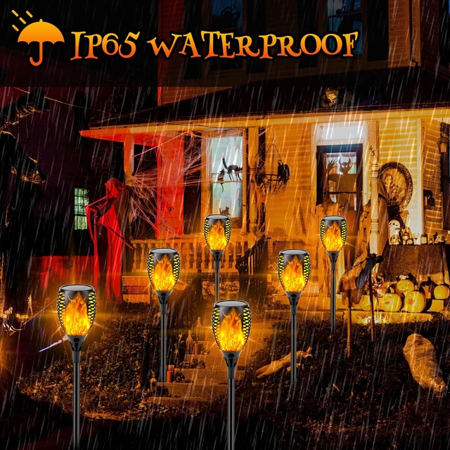 Alt view image 2 of 6 - Solar Torch Lights with Flickering Flame Larger Size Halloween Decorations
6 Pack Upgraded Halloween Solar Lights Outdoor, Waterproof Solar Flame Lights for Garden Patio Pathway Yard Halloween Decor