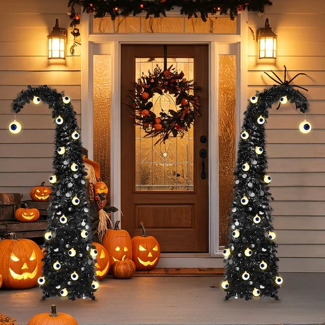 Alt view image 6 of 6 - Black Halloween Tree with Eyeball String Lights for Christmas Decorations
5FT Whimsical Curved Pop Up Tree with 30 Warm White Eyeball Lights 6H Timer Foldable Design for Apartment Porch XMAS Decor
Vis
