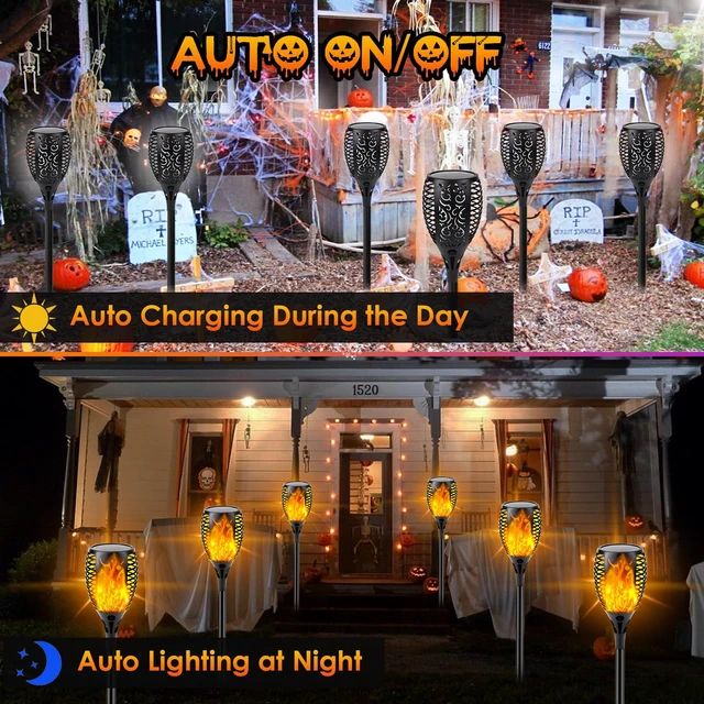 Alt view image 3 of 6 - Solar Torch Lights with Flickering Flame Larger Size Halloween Decorations
6 Pack Upgraded Halloween Solar Lights Outdoor, Waterproof Solar Flame Lights for Garden Patio Pathway Yard Halloween Decor