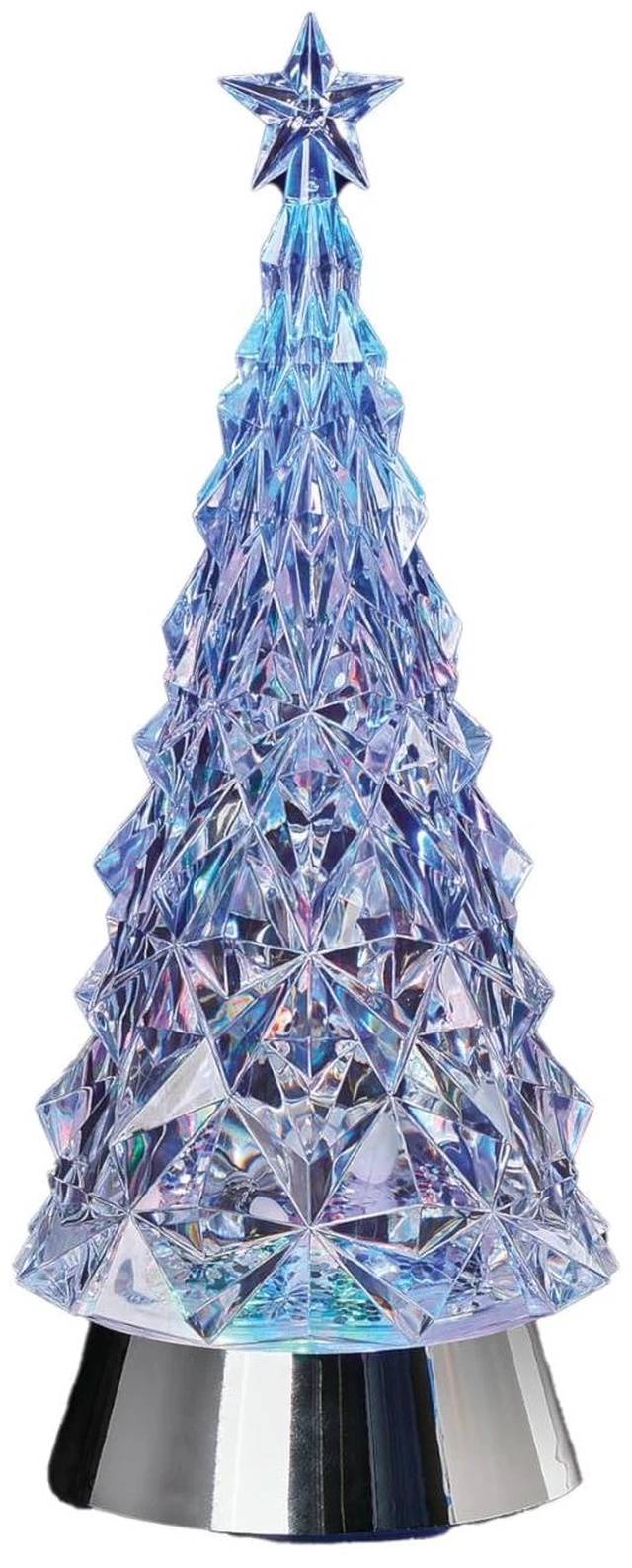 Main image of 11" H Lighted Multicolored Swirl Christmas Tree with Silver Base, Confetti Lite Tabletop Holiday Decoration, LED Glitter Tree,