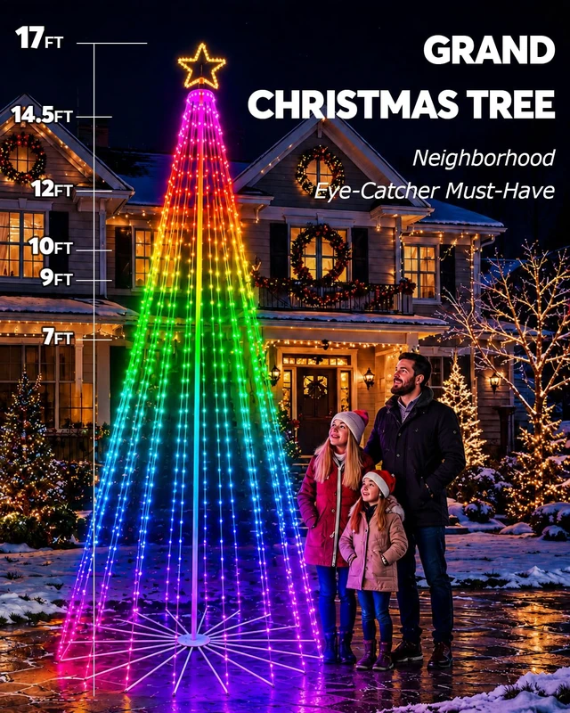 Alt view image 2 of 7 - 12FT Outdoor Christmas Tree with Lights, DIY Light Show LED Christmas Tree
Fully DIY, One-Tap Preset Scenes, Music Sync, Smart Timer, App and Remote Control for Yard Holiday Xmas Decor