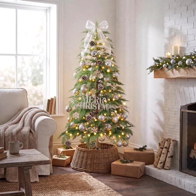 Main image of 5ft Christmas Tree with Lights Artificial Real Touch Cypress Tree
Twinkling Christmas Tree, 11 Light Mode Remote Control, Multicolor LED Lights, Fake Holiday Tree for Home Decor