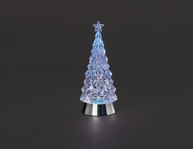 Alt view image 2 of 2 - 11" H Lighted Multicolored Swirl Christmas Tree with Silver Base, Confetti Lite Tabletop Holiday Decoration, LED Glitter Tree,