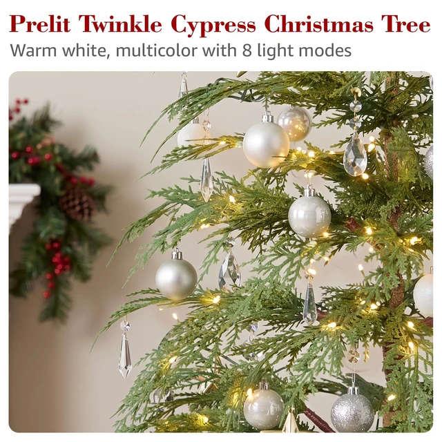 Alt view image 2 of 6 - 5ft Christmas Tree with Lights Artificial Real Touch Cypress Tree
Twinkling Christmas Tree, 11 Light Mode Remote Control, Multicolor LED Lights, Fake Holiday Tree for Home Decor