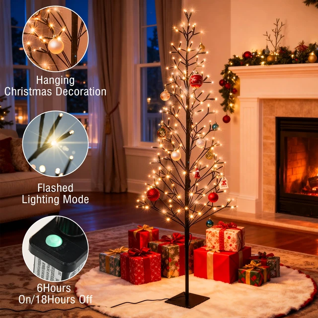 Alt view image 4 of 7 - Chritsmas Tree Lights -5Ft Artificial Christmas Tree,Warm White
216 Leds 5Ft Christmas Tree with Timer, Includes 27 Leds Twinkle Lights for Holiday, Wedding, Party, Christmas Decorations