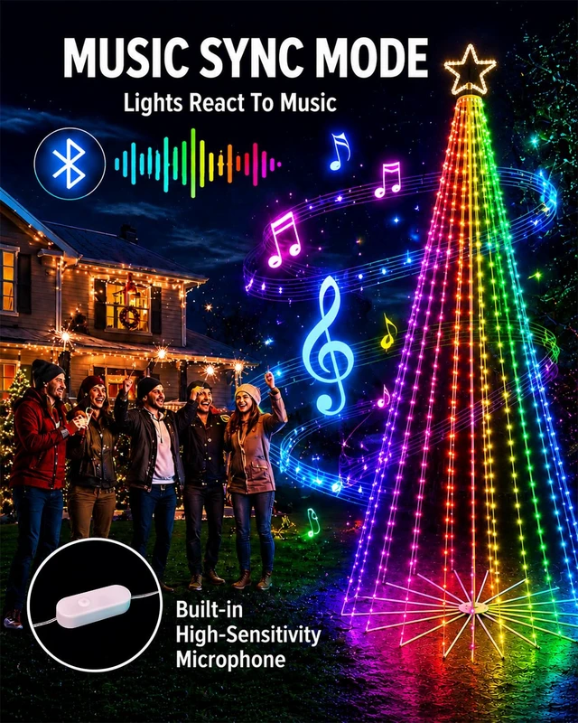 Alt view image 5 of 7 - 12FT Outdoor Christmas Tree with Lights, DIY Light Show LED Christmas Tree
Fully DIY, One-Tap Preset Scenes, Music Sync, Smart Timer, App and Remote Control for Yard Holiday Xmas Decor