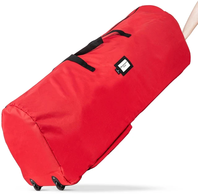 Main image of Handy Laundry Christmas Tree Storage Bag with Wheels - 600D Oxford, 9 Ft
Waterproof, Dual Zippers, Reinforced Handles, Xmas Holiday Storage Box, Large Rolling Bin for Artificial Trees, Red
