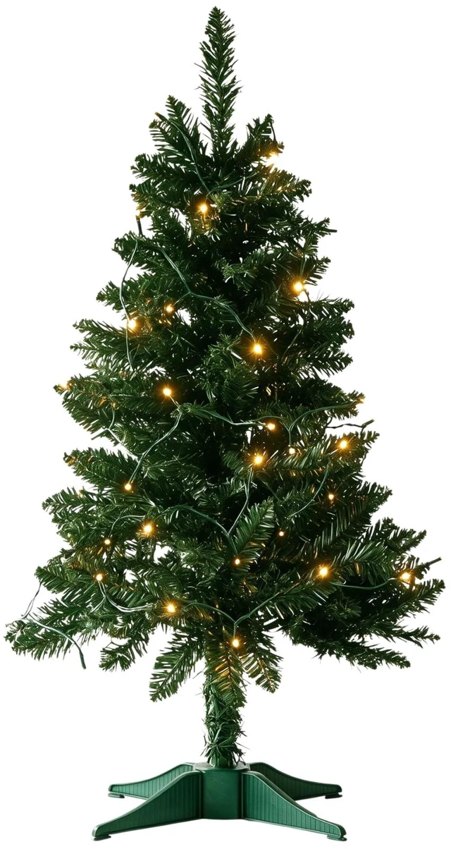 Main image of 4FT Christmas Tree with Lights - Hinged Small Artificial Xmas Tree - Includes 50 LED String Light, 160 Tips Dense Branches & Detachable Stand - Mini Christmas Decoration Tree for Holiday,Green
