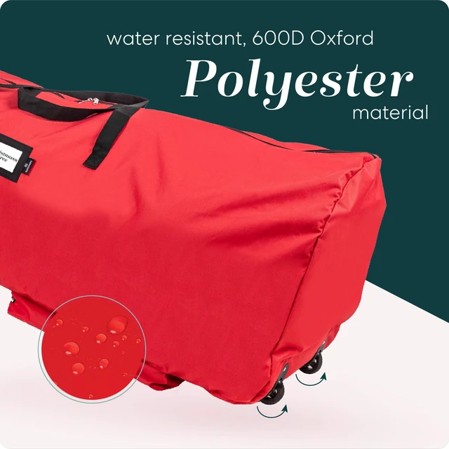 Alt view image 4 of 7 - Handy Laundry Christmas Tree Storage Bag with Wheels - 600D Oxford, 9 Ft
Waterproof, Dual Zippers, Reinforced Handles, Xmas Holiday Storage Box, Large Rolling Bin for Artificial Trees, Red